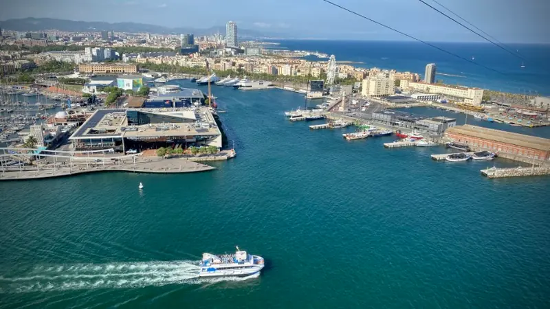 Barcelona harbour viewed from above